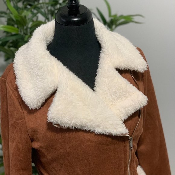 BRAND NEW | COZY WINTER JACKET | FULLY LINED | FAUX SUEDE | SHERPA - Picture 4 of 7